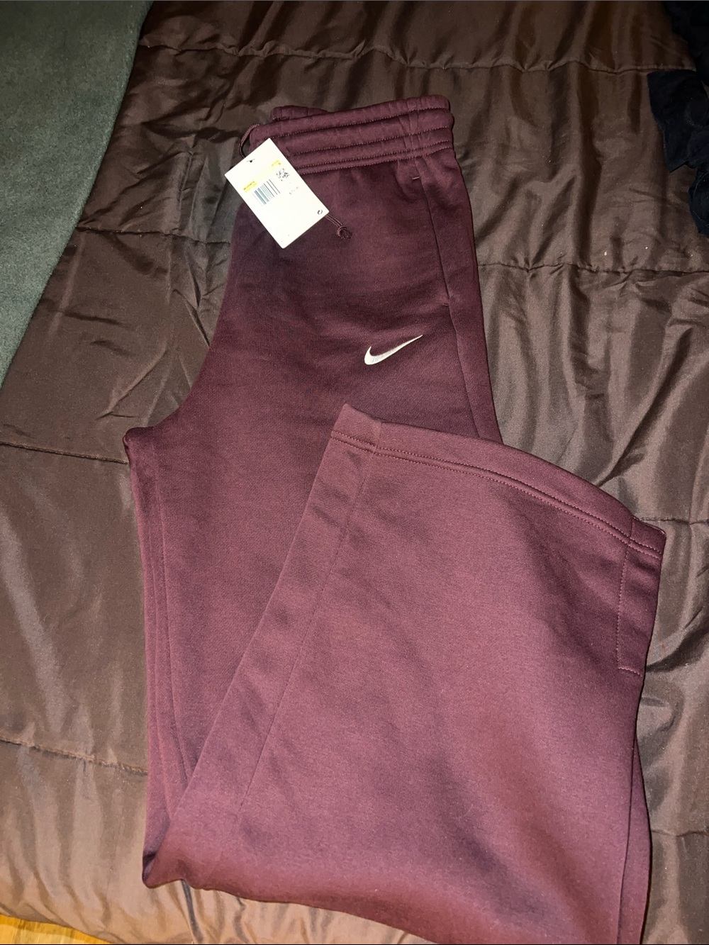 Nike Maroon Fleece Joggers with White Swoosh